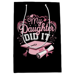 Sacola Para Presentes Média Minha Filha Fez Isso Graduada Rosa Formatura Famíl
