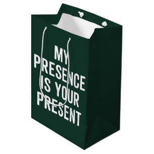 Sacola Para Presentes Média Minha Presença É Seu Presente Xmas Engraçado Sarcá