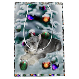 Sacola Para Presentes Média Miniatura Schnauzer Natal