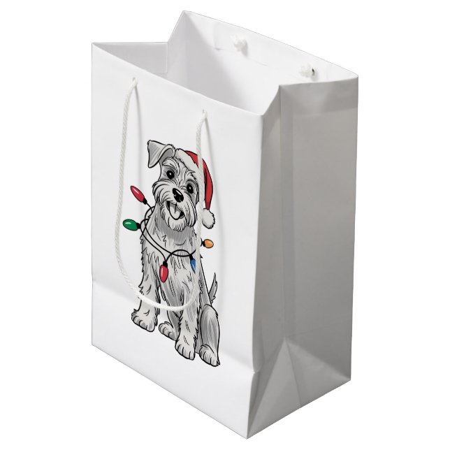 Sacola Para Presentes Média Miniatura Schnauzer Natal Xmas Dog Dover Gift (Frente inclinada)