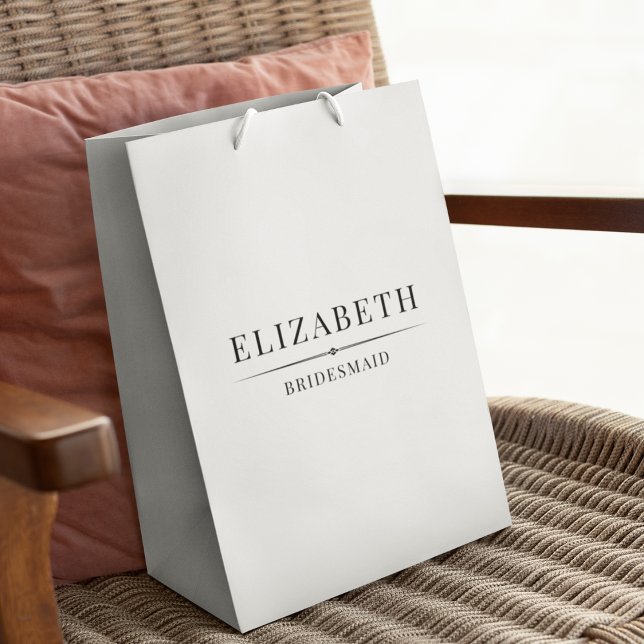Sacola Para Presentes Média Mínima Branca de Bridesmaid Oferece Casamento Eleg (Criador carregado)