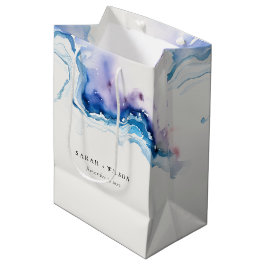 Sacola Para Presentes Média Minimal Coastal Sea Beach Watercolor Wedding