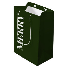 Sacola Para Presentes Média Minimal MERRY | Verde Floresta de Férias