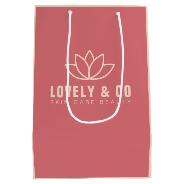 Sacola Para Presentes Média Minimalist Dusty Rose & Ivory Salon Beauty (Verso)