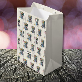 Sacola Para Presentes Média Minimalist Ivory Watercolor Leopard Pattern