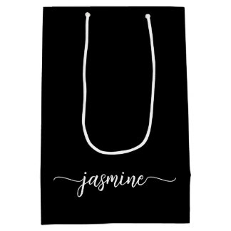 Sacola Para Presentes Média Minimalista Simples Monograma Preto Feminino Scrip