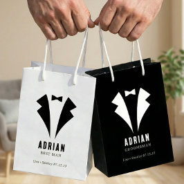Sacola Para Presentes Média Minimalistic Wedding Best Man Name White