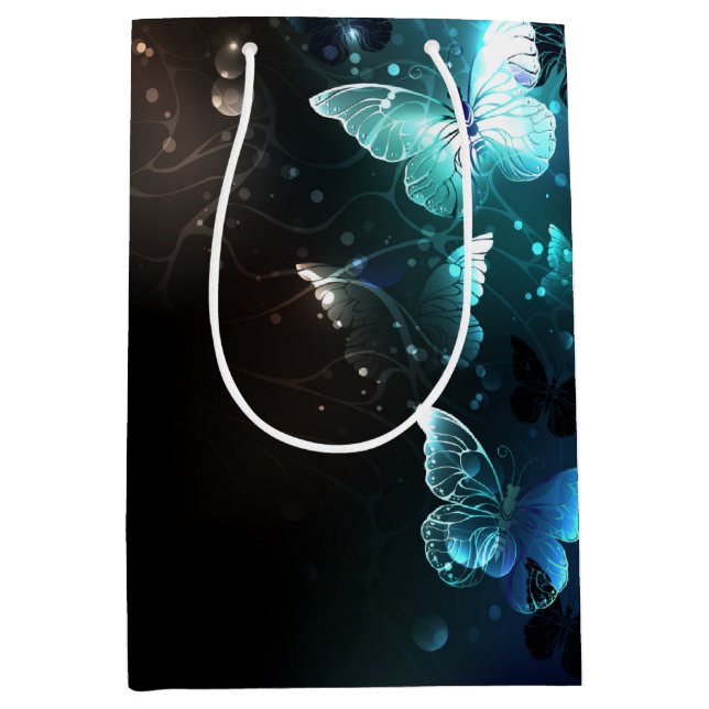 Sacola Para Presentes Média Mint Night Butterflies (Frente)