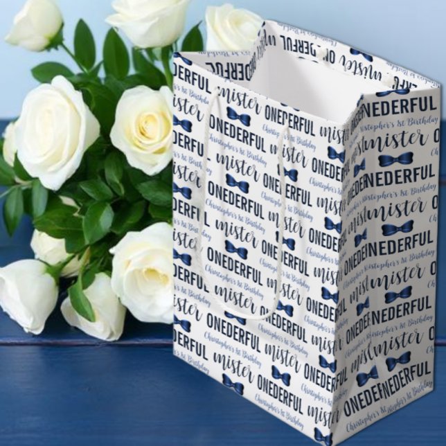 Sacola Para Presentes Média Mister OnewonArco Tie primeiro aniversario (Criador carregado)