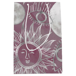 Sacola Para Presentes Média Mística Solar Luas-lua-cor-de-rosa Estrelas Verm