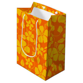 SACOLA PARA PRESENTES MÉDIA MISTURA DE LARANJA HAWAIIANA HULA (HIBISCUS)