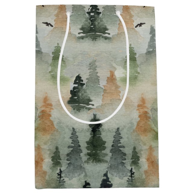 Sacola Para Presentes Média Misty Forest Birthday | Saco de Oferta MÉDIA de Re (Frente)