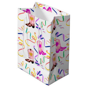 Sacola Para Presentes Média Moça Rosa Moderna Boots Western Boots Confetti Whi