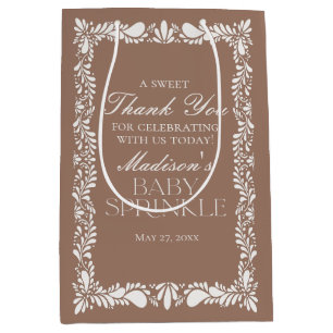 Sacola Para Presentes Média Mocha Brown Talavera Fiesta Baby Sprinkle Favor