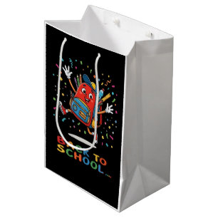 Sacola Para Presentes Média Mochila Escolar Saltitante Fofa Design de Volta às