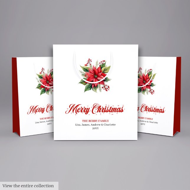 Sacola Para Presentes Média Modern Botanical Christmas Flower Holiday Bag (Modern Botanical Christmas Flower Holiday Bag)