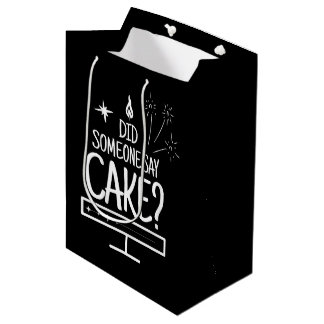 Sacola Para Presentes Média Modern Cake Quote Minimal Typography Black