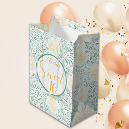 Sacola Para Presentes Média Modern Chic Boho Floral Sweet 16 Festa de aniversá