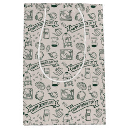 Sacola Para Presentes Média Modern Dad Hobby Happy Father's Day Doodle Pattern