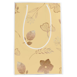 Sacola Para Presentes Média Modern rose gold flowers and leaves