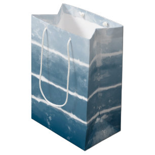 Sacola Para Presentes Média Modern Shibori Ombre Retro Tie Dye Hippie Indigo