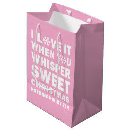 Sacola Para Presentes Média Modern Xmas Pink & White Gift Bag | Sweet Xmas