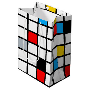 Sacola Para Presentes Média Moderno da Composição Geométrica Minimalista Mondr