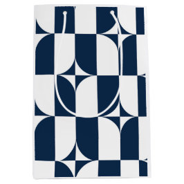 Sacola Para Presentes Média Moderno do século médio azul e branco