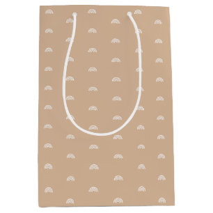 Sacola Para Presentes Média Moderno Minimalista Beige Boho Rainbow