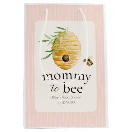 Sacola Para Presentes Média Mommy To Bee Bumblebee Blush Pink Baby Shower 