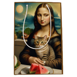 Sacola Para Presentes Média Mona Lisa &her cat  -  Summer vibes \