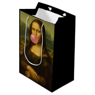 Sacola Para Presentes Média Mona Lisa Piscando Goma-Bolha Rosa