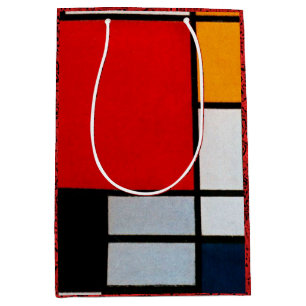 Sacola Para Presentes Média Mondrian - Composição com grande plano vermelho