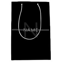 Monograma Cinza Escuro, Nome e Listra Geométrica