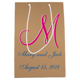 Sacola Para Presentes Média Monograma claro 3d de bronze