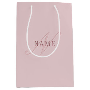Sacola Para Presentes Média Monograma com Aparência Elegante Dourado Rosa