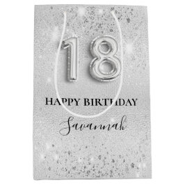 Sacola Para Presentes Média Monograma de 18 anos de prata