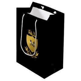 Sacola Para Presentes Média Monograma de blindagem Real Black & Dourada