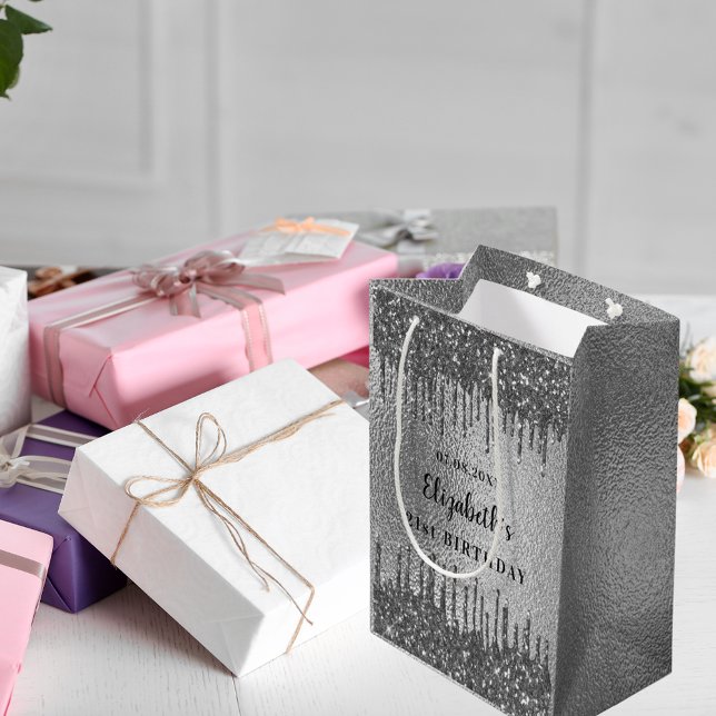 Sacola Para Presentes Média Monograma de relíquia de aniversário (Criador carregado)