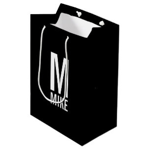 Sacola Para Presentes Média Monograma e nome personalizados modernos