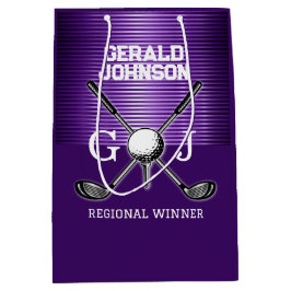 Sacola Para Presentes Média Monograma Elegante de Golfe Personalizado Minimali