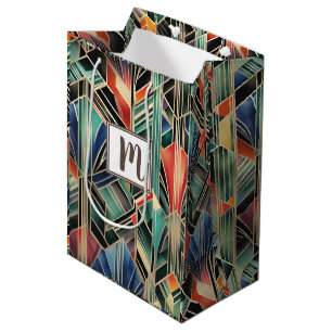 Sacola Para Presentes Média Monograma Jazzy Geométrico Elegante Clássico Boh
