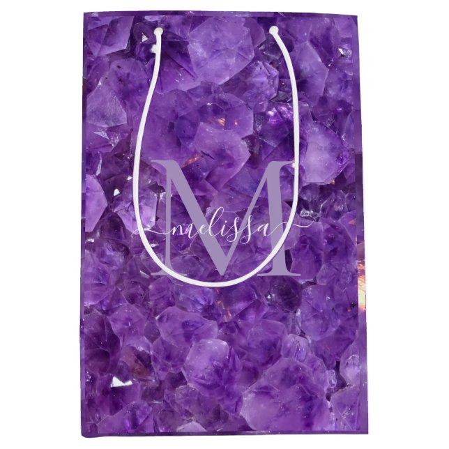 Sacola Para Presentes Média Monograma Personalizado com Pedra Natalícia de Âma (Frente)