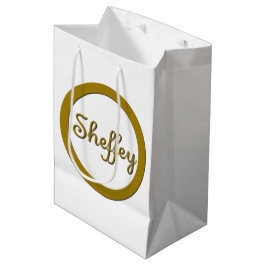 Sacola Para Presentes Média Monograma Sheffey em Dourado