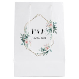 Sacola Para Presentes Média Monograma Verde Elegante Casamento Eucalyptus