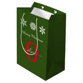 Sacola Para Presentes Média Monogramas Roteiro Feliz Natal Vermelho Verde