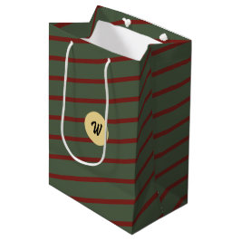 Sacola Para Presentes Média monogramas Vintage Red & green Stripe