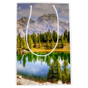 Sacola Para Presentes Média Montanhas Dolomite e Paisagem do Atordoamento do L