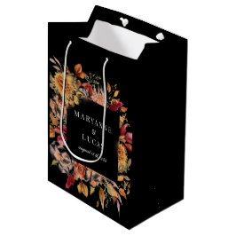 Sacola Para Presentes Média Moody Autumn Floral Monograma
