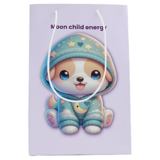 Sacola Para Presentes Média Moon Child Energy Dog Gift Bag